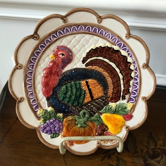 Majolica decorative ’turkey’ plates - Picture 5 of 8